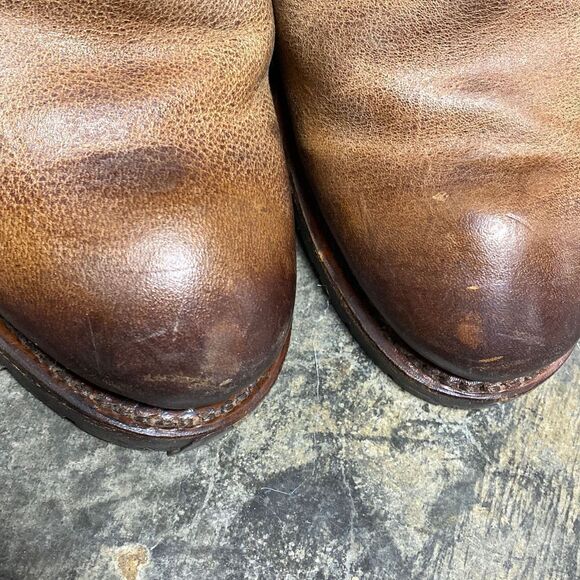 Justin Brown Leather Rustic Cowboy Boots Size 9 - Picture 12 of 12